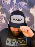 Maga Hat - Heather Grey/ Black 6 Panel Arch Snapback Hat - Pacific Headwear