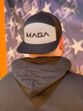 Maga Hat - Heather Grey/ Black 6 Panel Arch Snapback Hat - Pacific Headwear